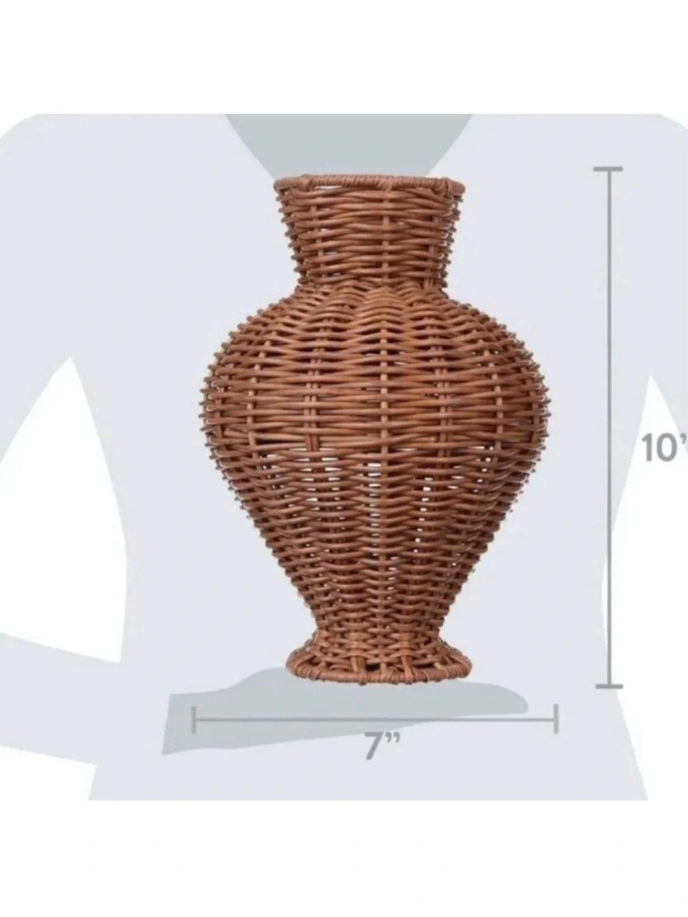 🆕- Better Homes & Gardens Woven Rattan Indoor Vase, 10